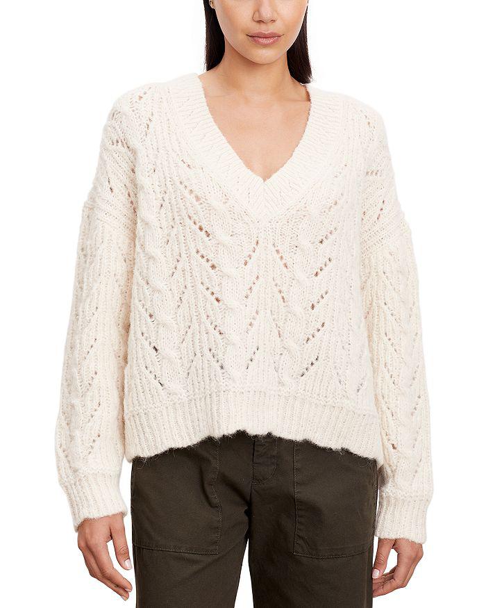 Velvet by Graham & Spencer Cable Knit V Neck Sweater