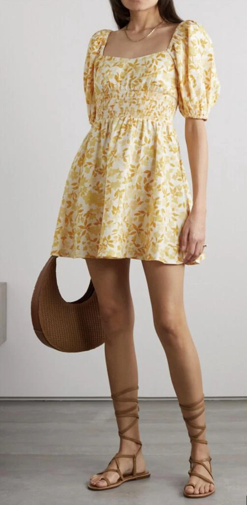 Peony Daffodil Smocked Mini Dress 4