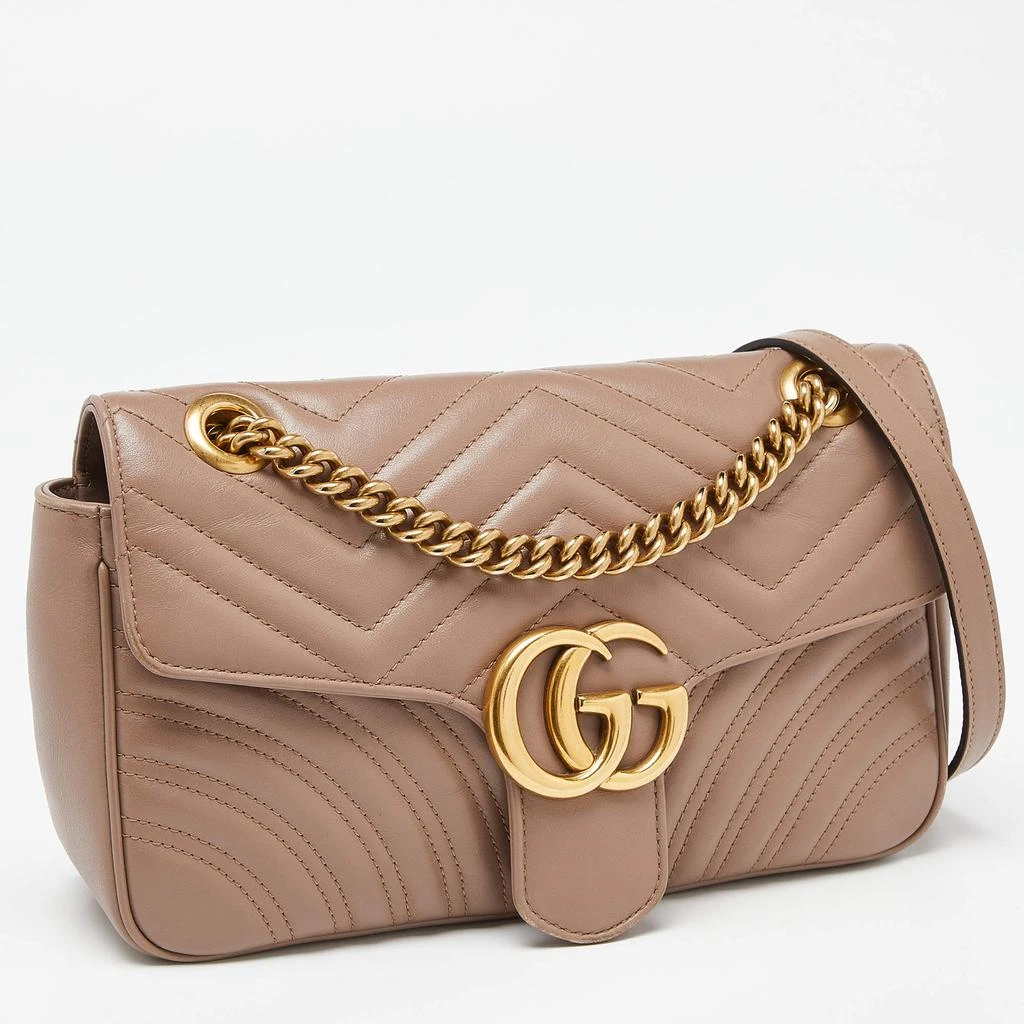 Gucci Gucci Beige Matelassé Leather Small GG Marmont Shoulder Bag 3