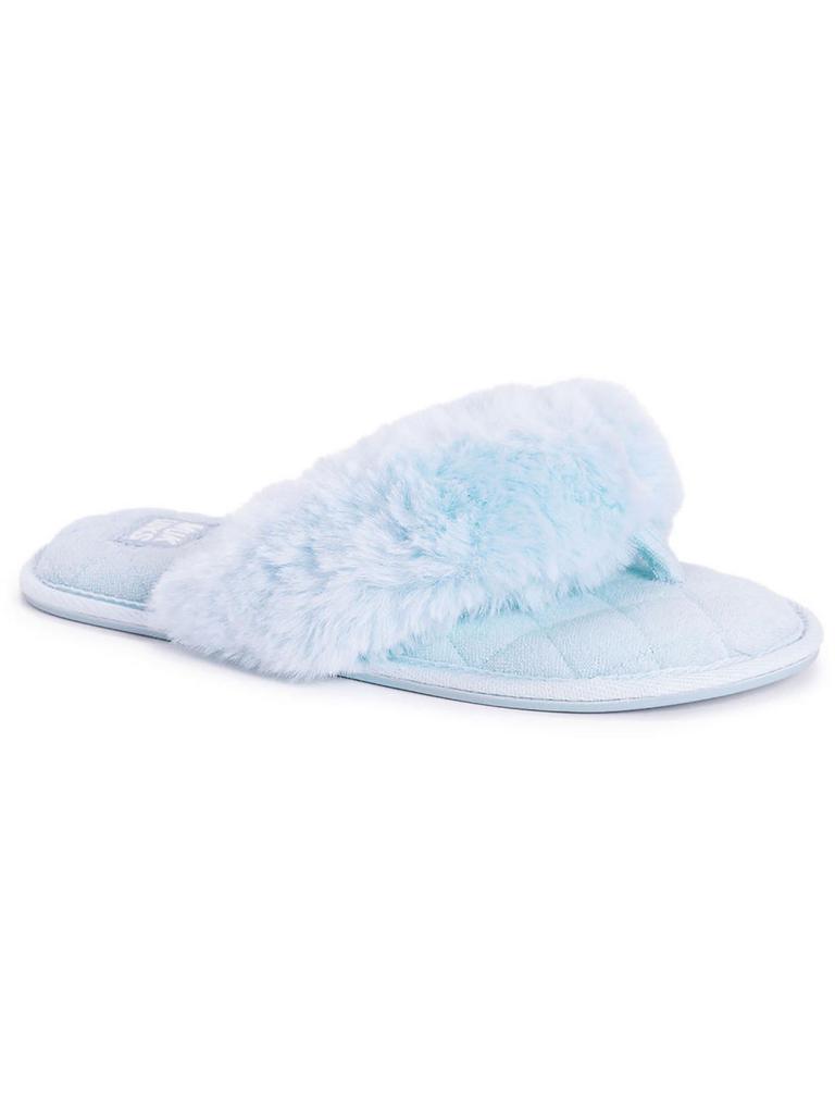 MUK LUKS Maren Womens Faux Fur Flip-Flop Thong Sandals
