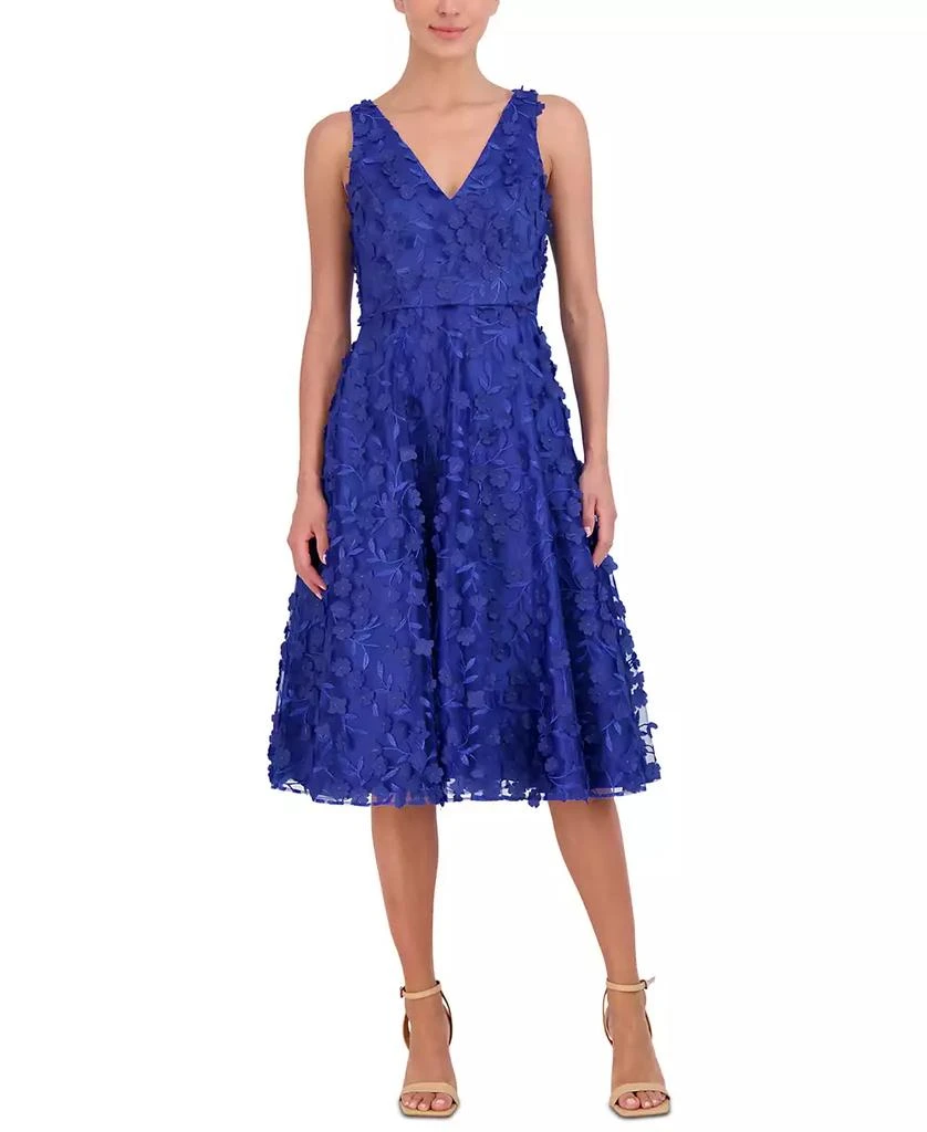 Eliza J Petite 3D Floral V-Neck Sleeveless Midi Dress 3