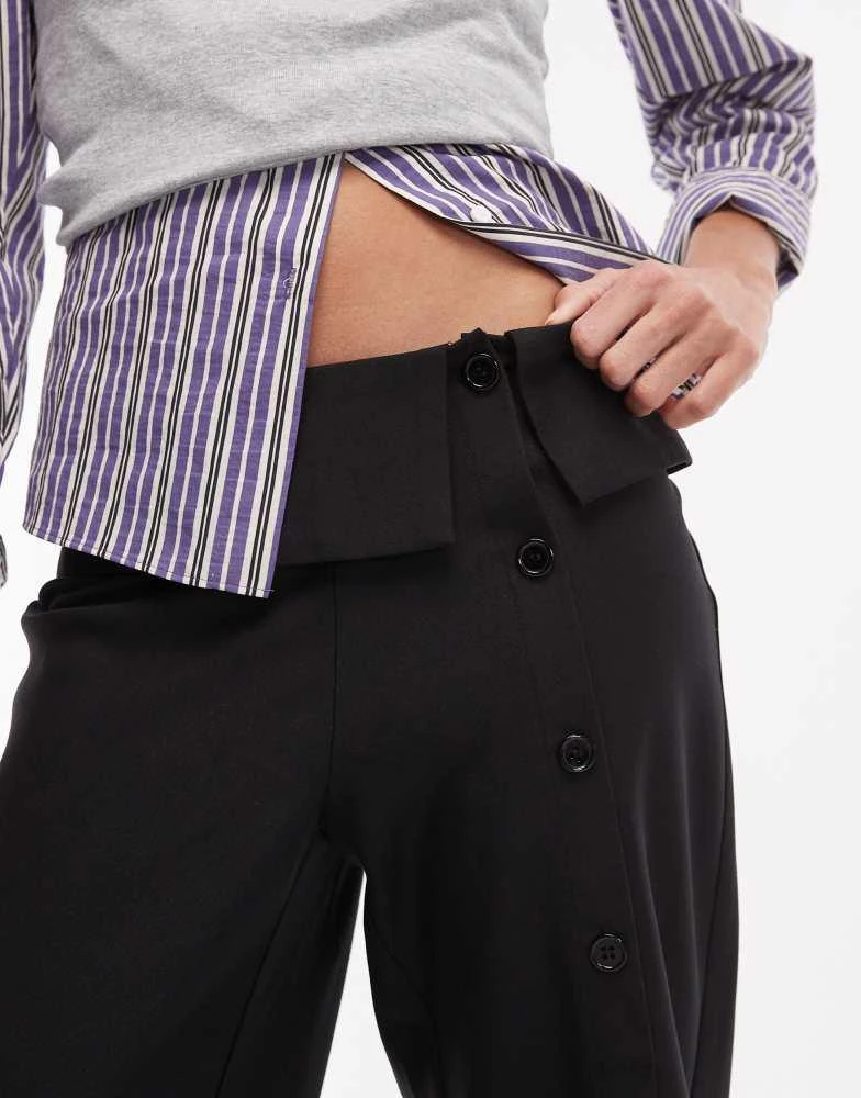 Motel Motel Wamari tailored capri button detail trousers in black 3