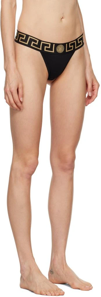 Versace Black Greca Border Thong 2