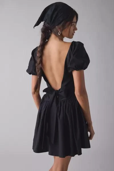 Kiss The Sky Kiss The Sky Floral Embroidered Puff Sleeve Open Bow-Back Mini Dress 3