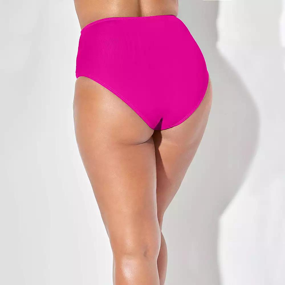 Swimsuits for All Women's Side Knot Drape Overlay High Waist Swim Brief
