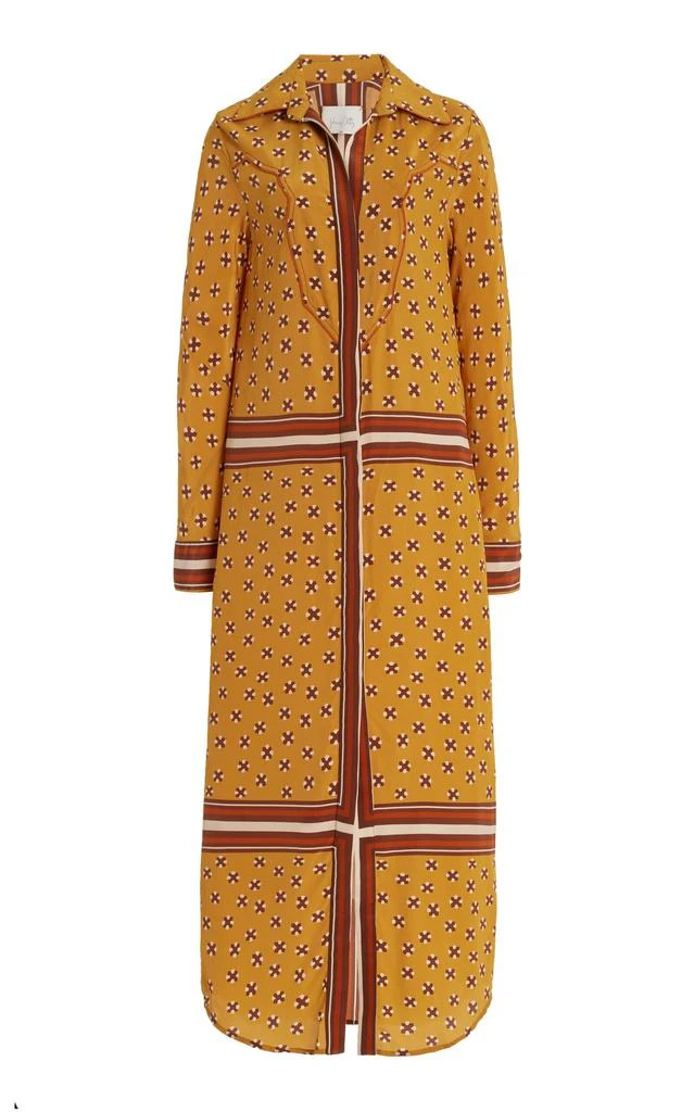 JOHANNA ORTIZ Johanna Ortiz - Low Tempo Silk Midi Shirt Dress - Gold - US 6 - Moda Operandi 1