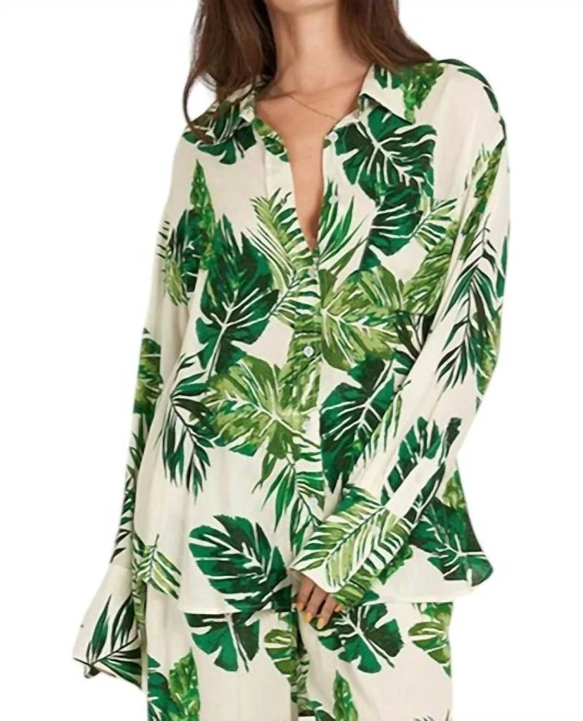 En Creme En Creme - Palms Away Long Sleeve Button Up Top 1