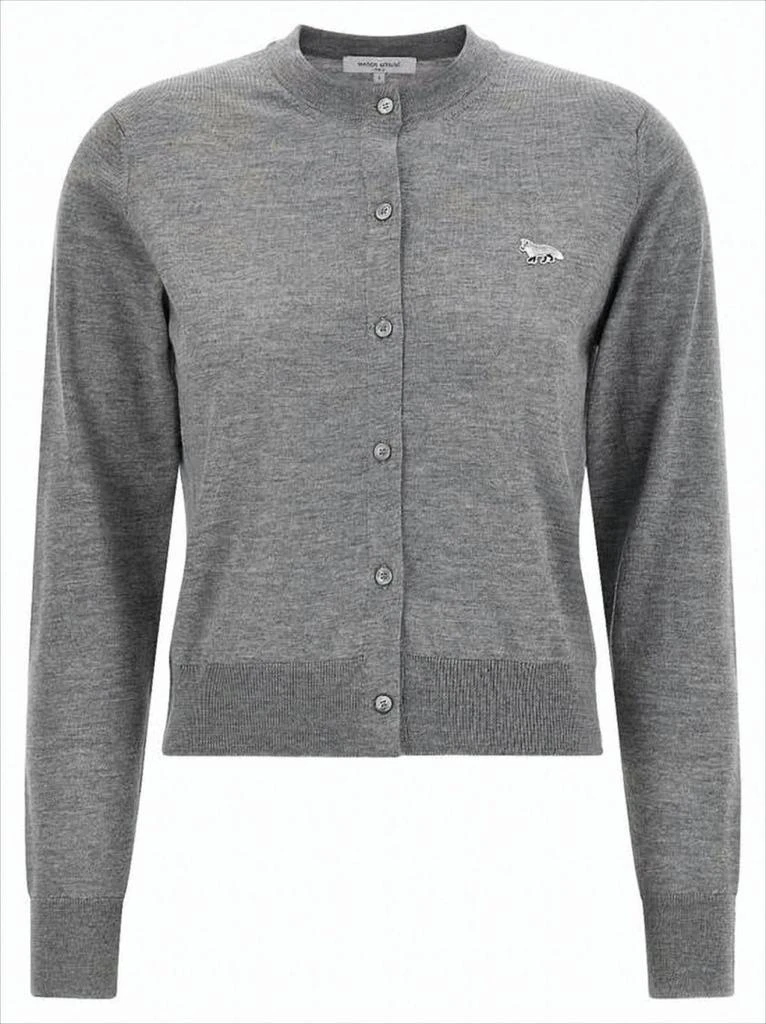 Maison Kitsune Finely Knit Wool Cardigan With Classic Button-Down Front