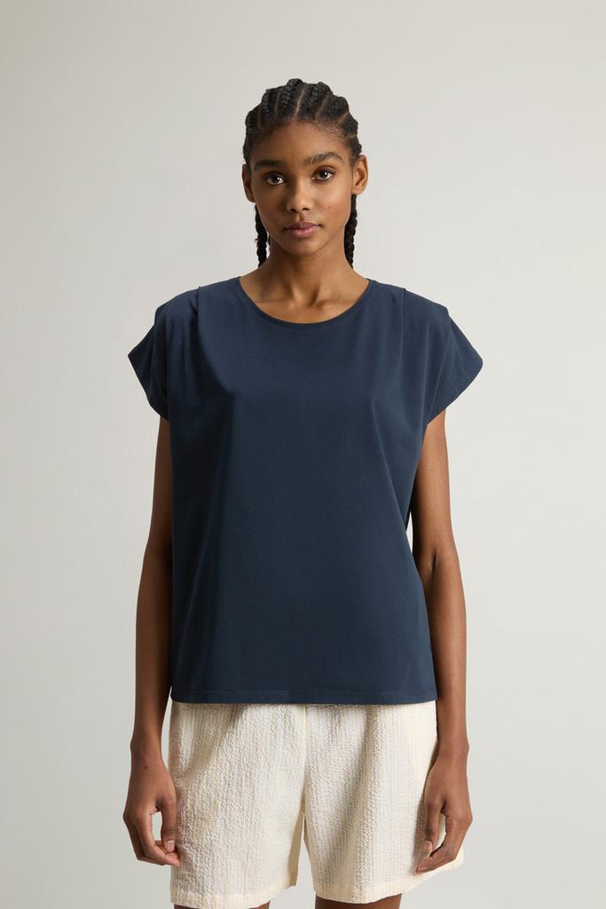 Woolrich T-Shirt in Pure Pima Cotton - Women - Blue