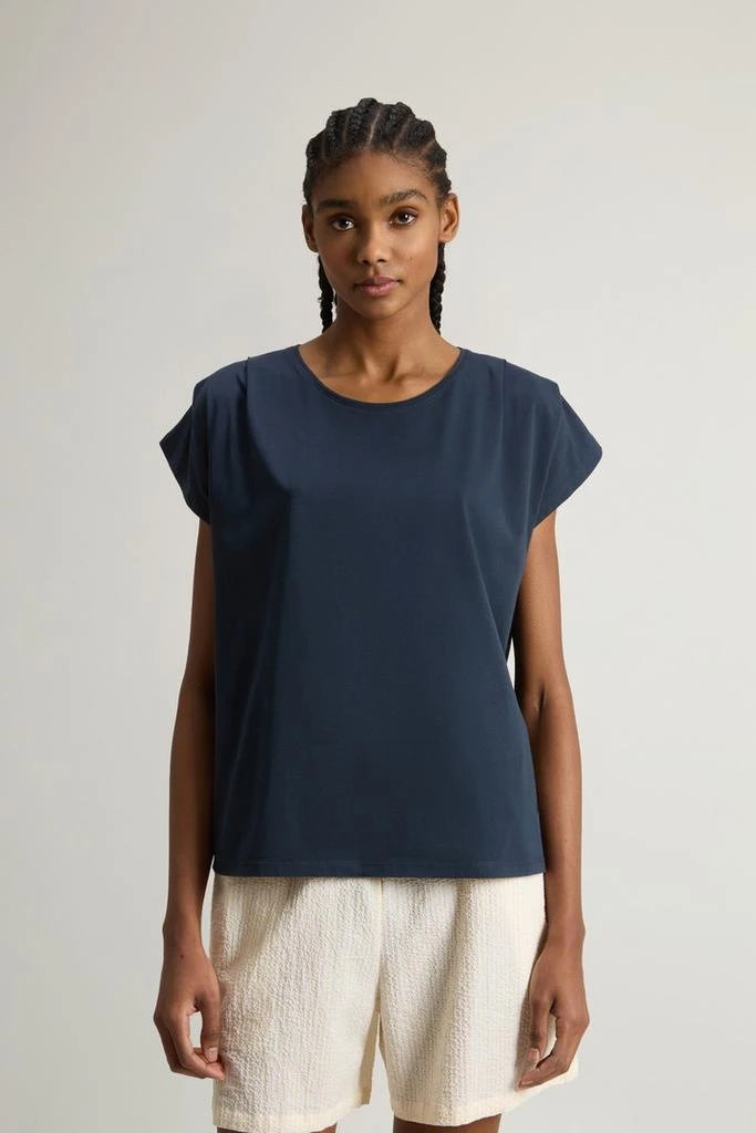 Woolrich T-Shirt in Pure Pima Cotton - Women - Blue 1