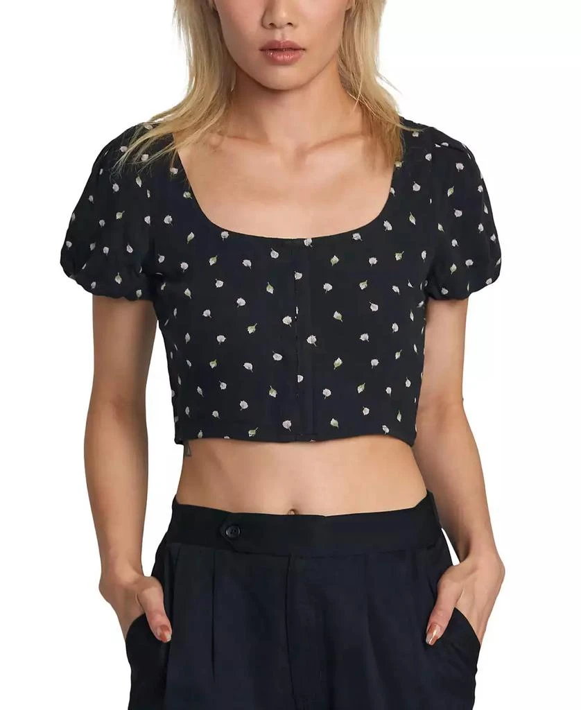 RVCA Juniors' Nova Cropped Puffed-Sleeve Top 1