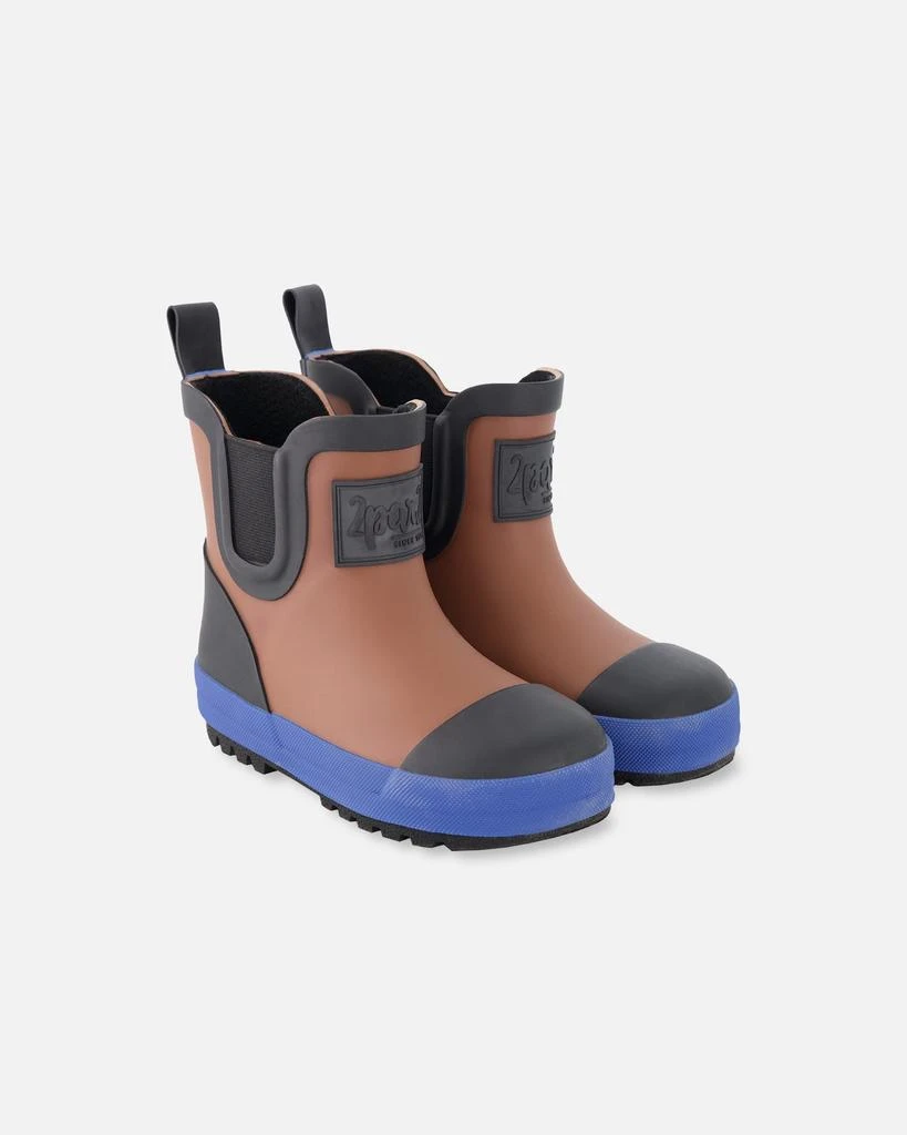 Deux par Deux Short Rain Boots in Natural Rubber Brown