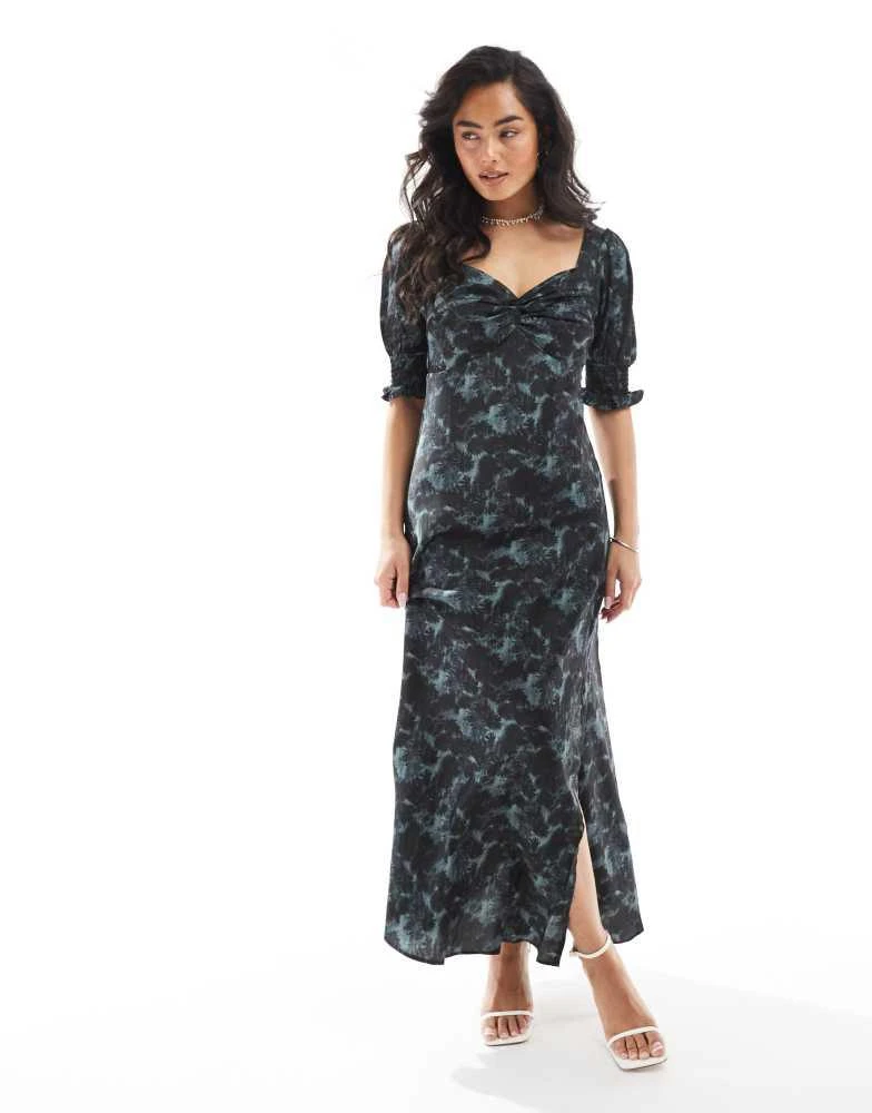 Glamorous Glamorous open maxi tea dress in charcoal digital floral 3