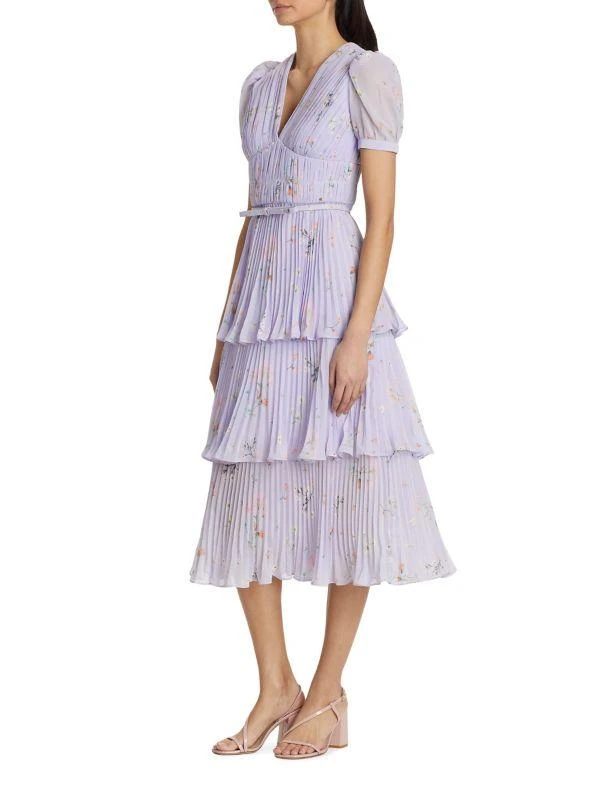 Self Portrait Floral Chiffon Tiered Midi-Dress 1