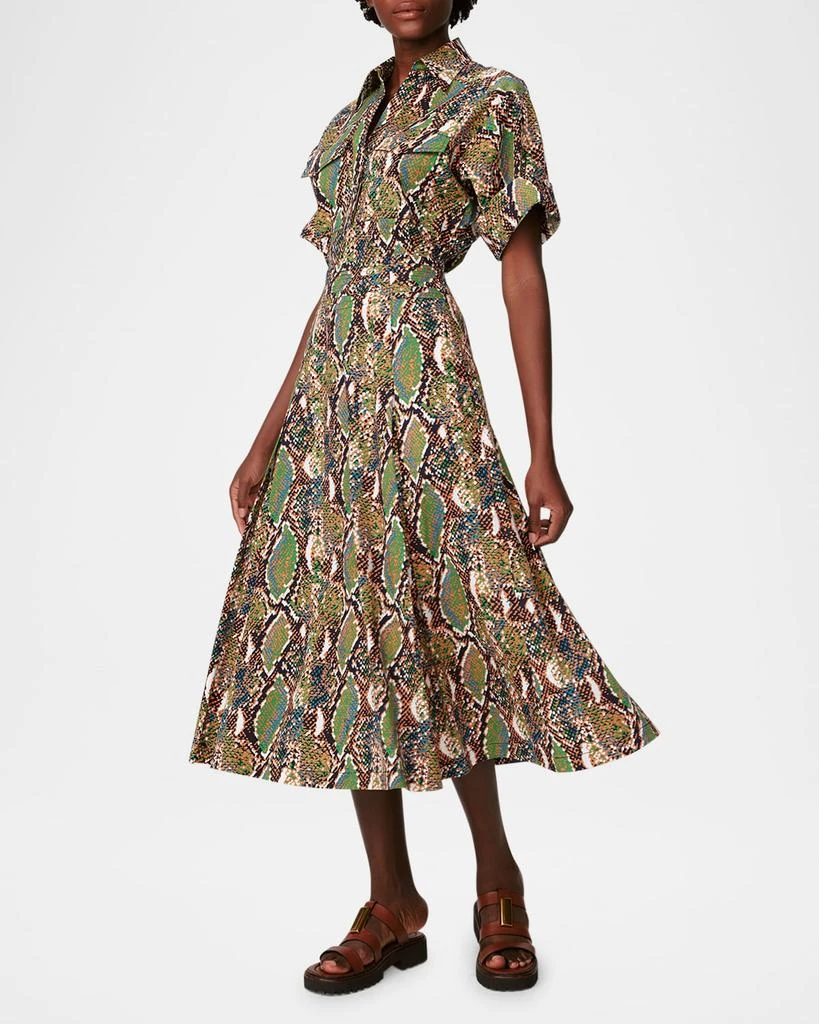 Diane von Furstenberg Hadara Snakeskin-Print Midi Shirtdress 4