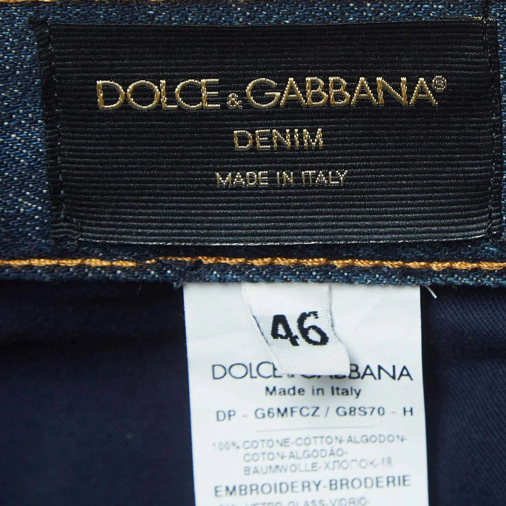 Dolce & Gabbana Dolce & Gabbana Navy Blue Ripped Denim Crystal Embellished Jeans L Waist 33" 4