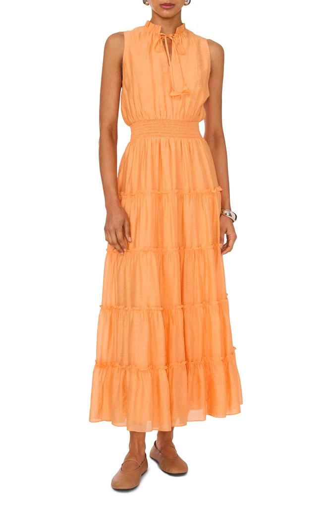 1.STATE Tie Neck Tiered Midi Dress main image 1