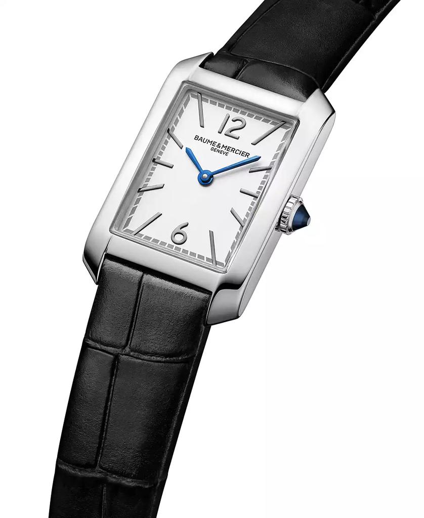 Baume & Mercier Women's Swiss Hampton Black Leather Strap Watch 35x22mm