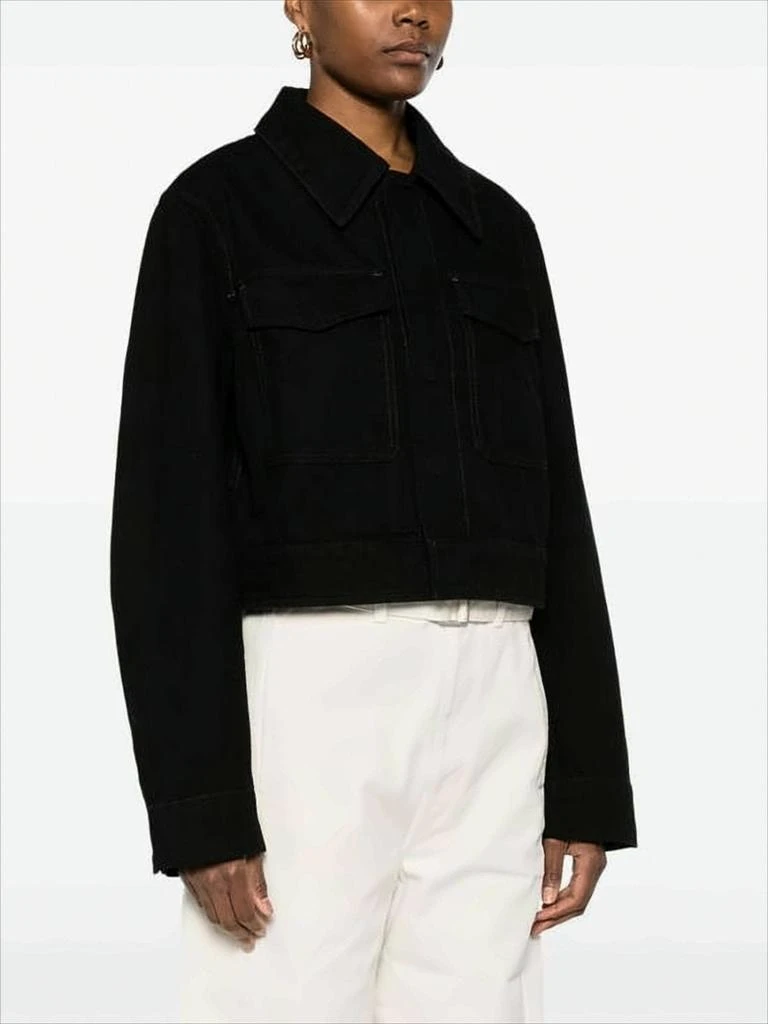 Lemaire Cropped Black Denim Jacket With Boxy Silhouette And Classic Collar 4