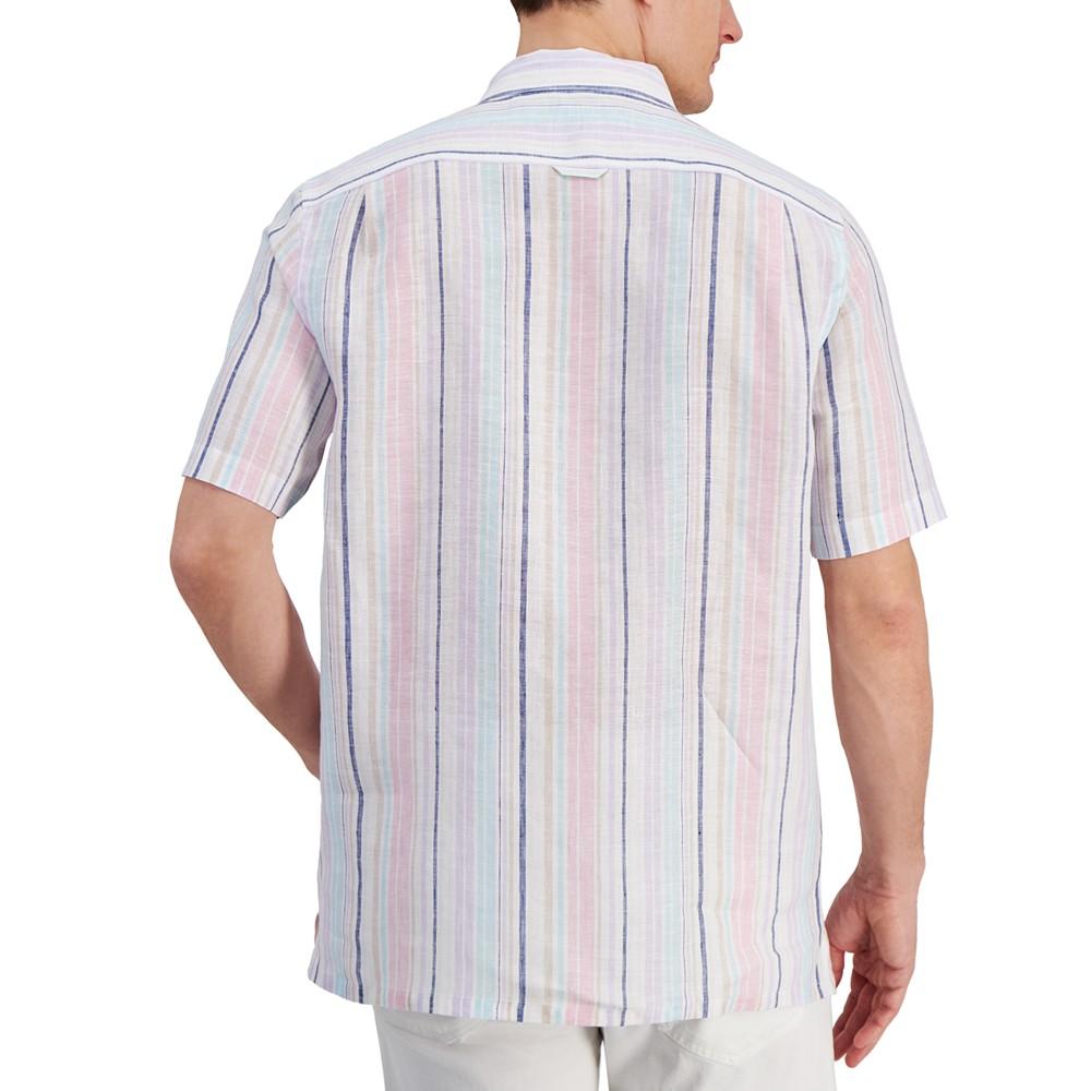 Club Room Men's Dart Striped Short-Sleeve Linen Shirt, Created for Macy's