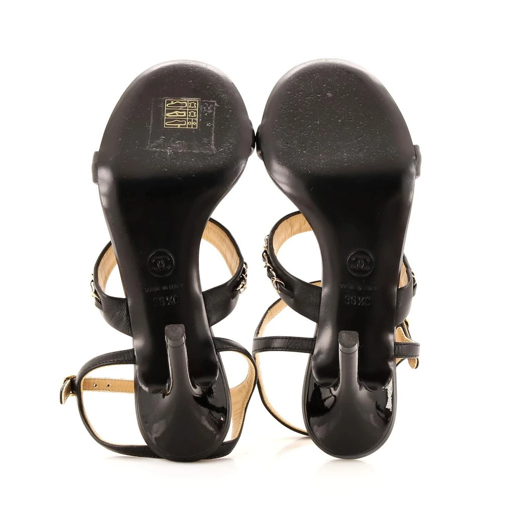 Chanel Women's Chain Straps Heeled Sandals Leather 4