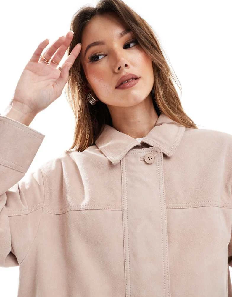 ASOS ASOS DESIGN real suede oversized bomber in dusty pink 3