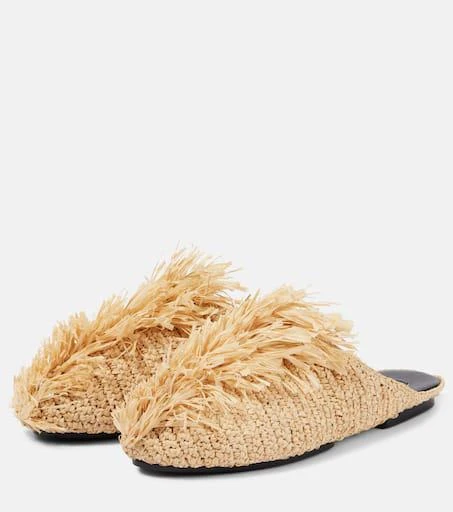 Jil Sander Fringed raffia mules 4