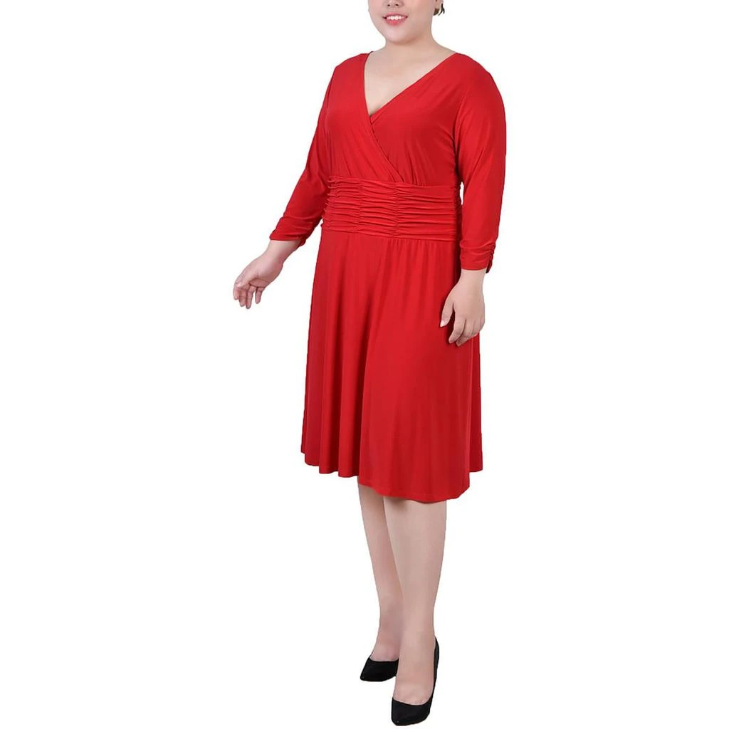 NY Collection Plus Womens Ruched A-Line Cocktail And Party Dress 1