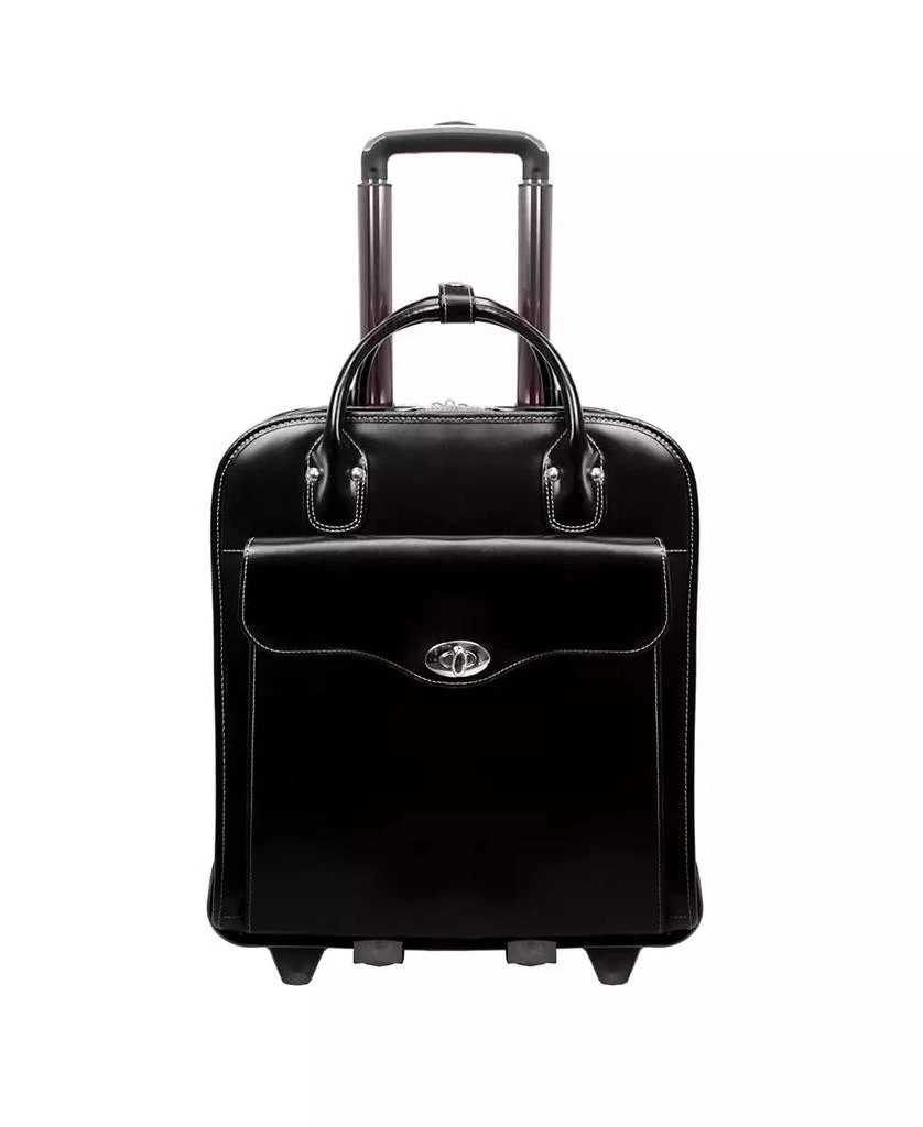 McKlein Melrose 15" Top Grain Cowhide Leather Vertical Wheeled Ladies' Laptop Briefcase 4