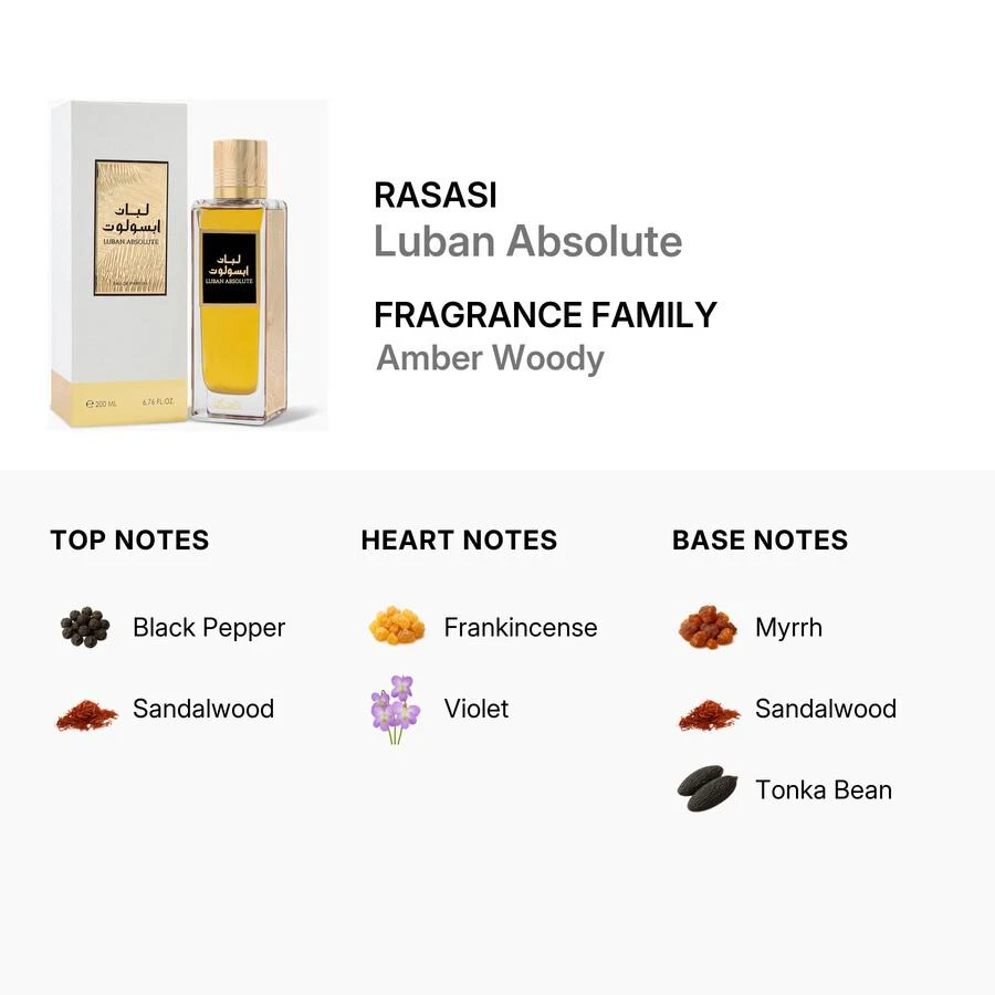 Rasasi Unisex Luban Absolute EDP Spray 6.76 oz Fragrances 614514425022 2