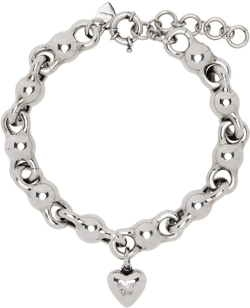 Acne Studios Silver Heart Charm Necklace 1
