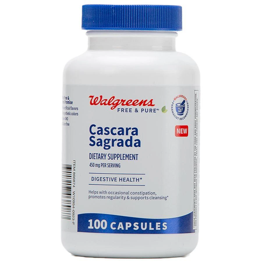 Walgreens Free & Pure Cascara Sagrada Supplement 450 mg Capsules for Digestive Health (100 days) 3