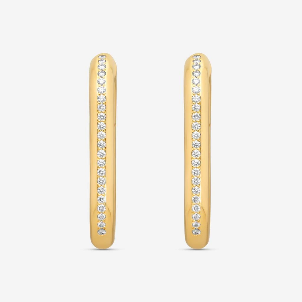 Crivelli Crivelli 18K Yellow Gold Diamond Oval Pave Elongated Hoop Earrings E0298E 4