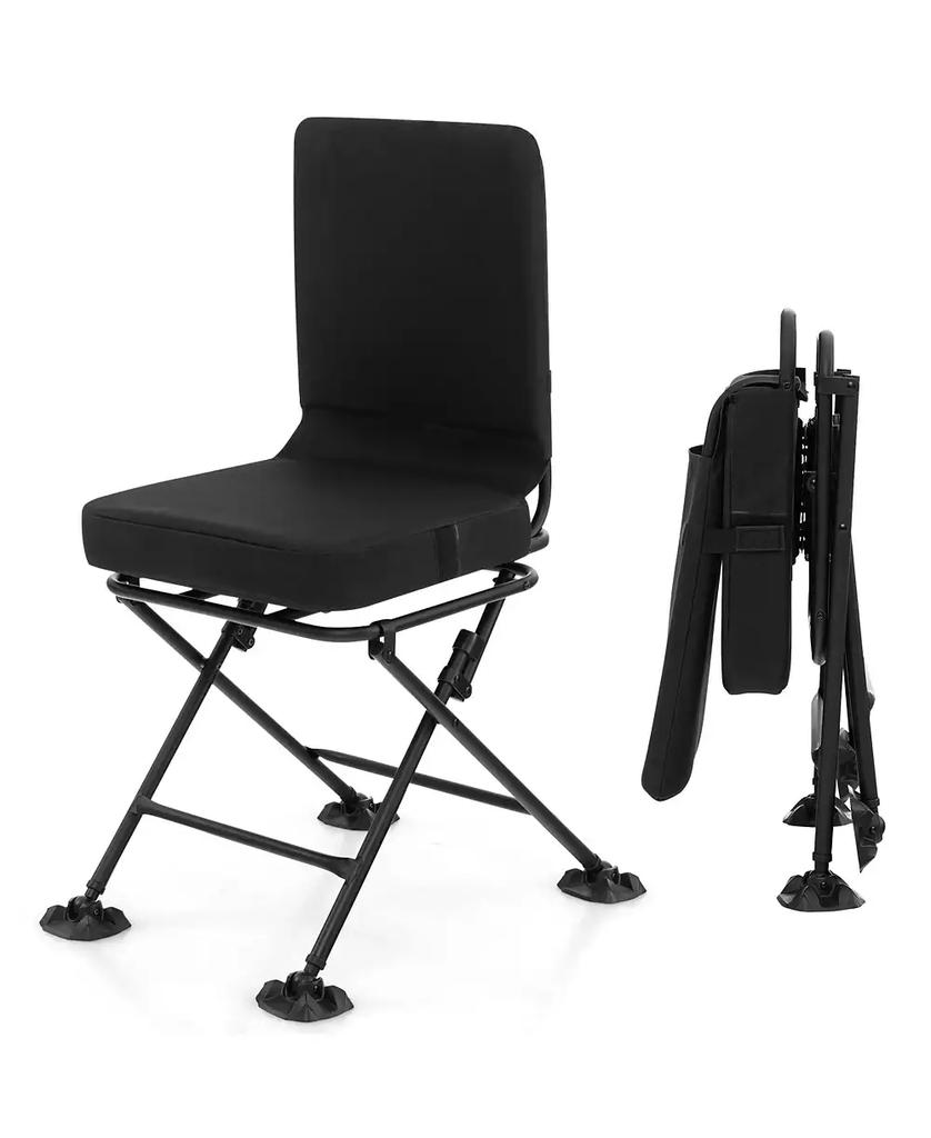 Mecale Swivel Folding Chair with Backrest and Padded Cushion