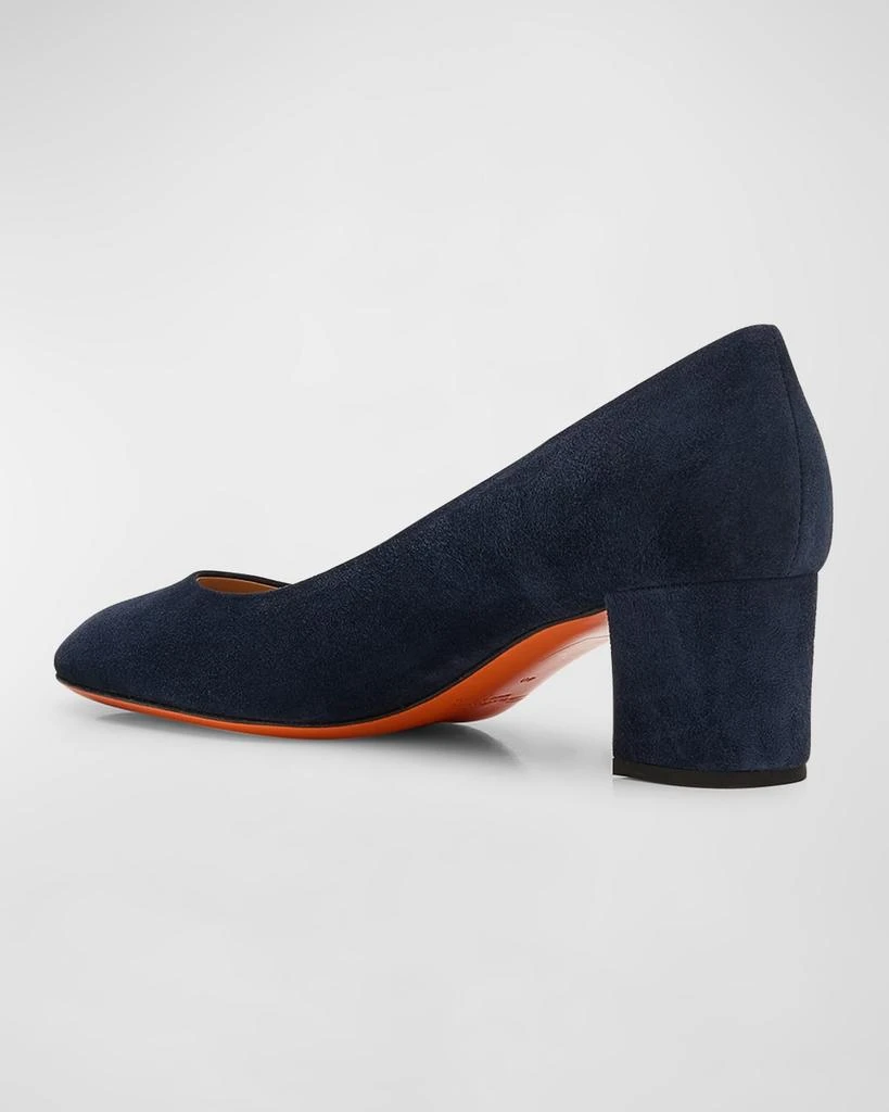 Santoni Suede Block-Heel Pumps 4