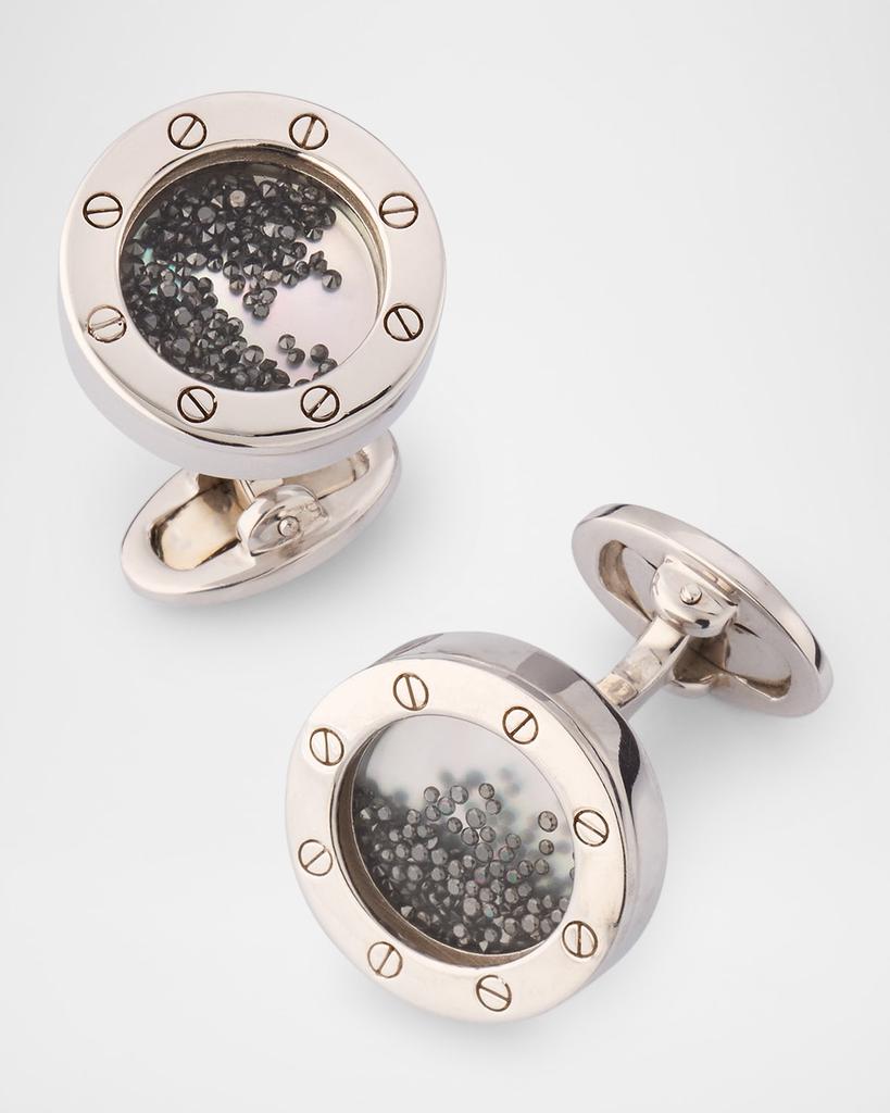 Jan Leslie Men's Sterling Silver Mother-Of-Pearl Cufflinks with Black Diamonds