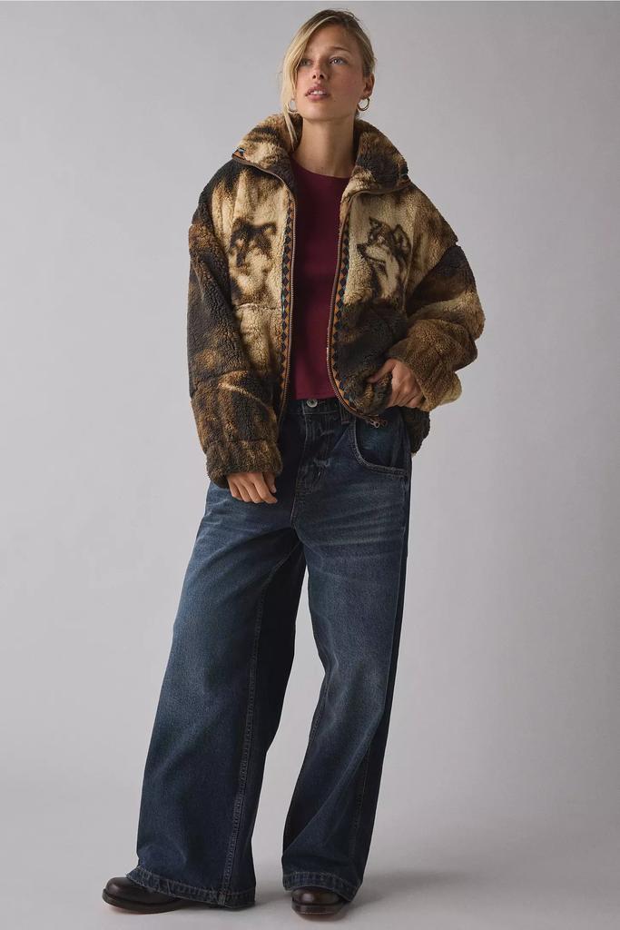 BDG BDG Mae Printed Piled Fleece Zip-Up Jacket