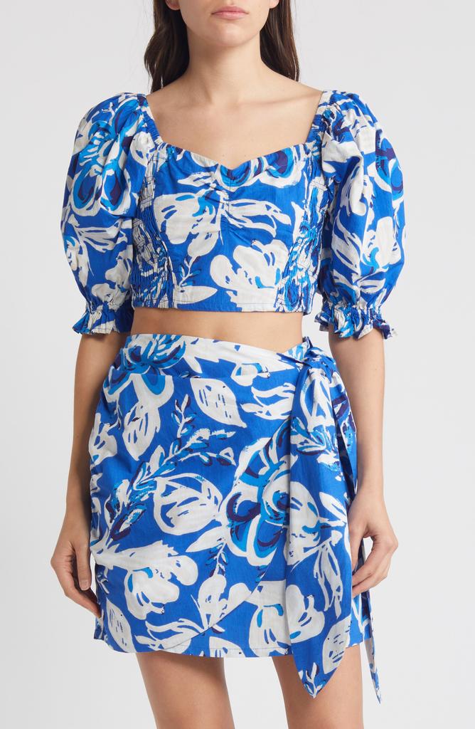 Cleobella Rayna Floral Print Puff Sleeve Crop Top
