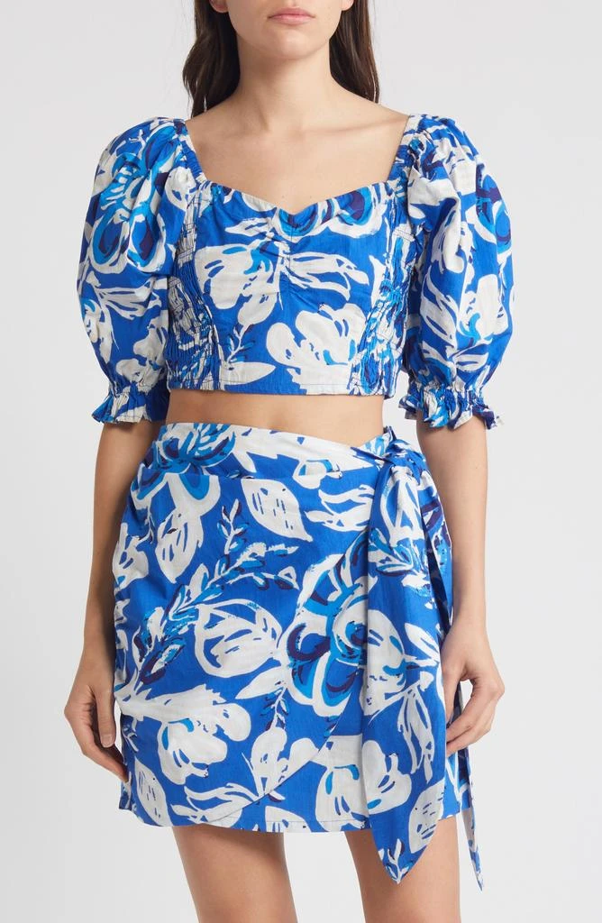 Cleobella Rayna Floral Print Puff Sleeve Crop Top 1