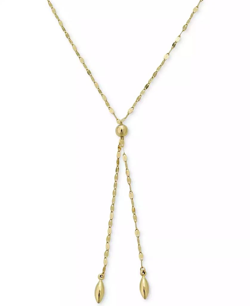 Macy's Double Bead Adjustable 18" Lariat Necklace in 10k Gold 4