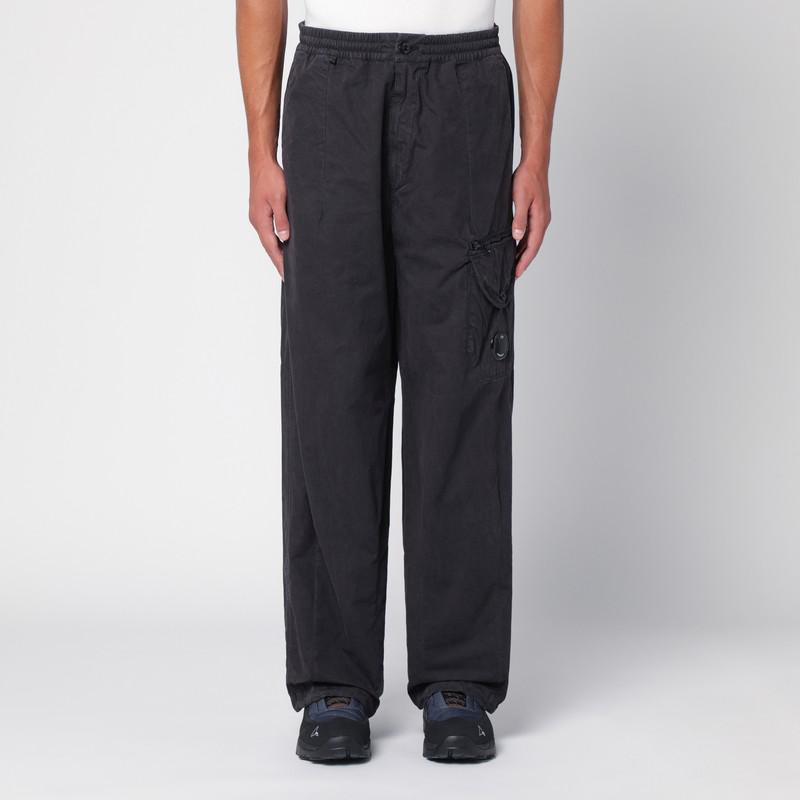 C.P. Company Black washed cotton cargo trousers