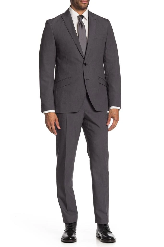 SAVILE ROW CO Brixton Grey Solid Two Button Notch Lapel Extra Trim Suit 1