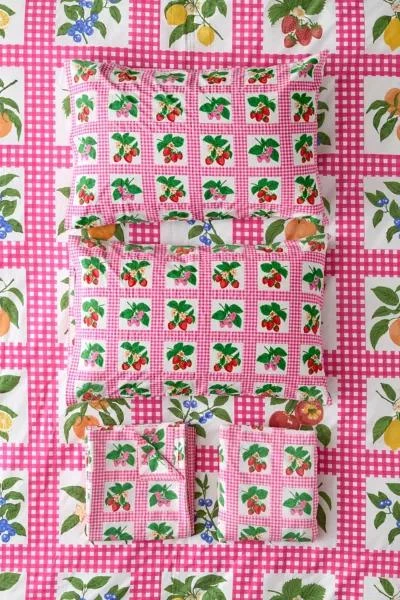 Urban Outfitters Gingham Fruit Patterned Sheet Set 3