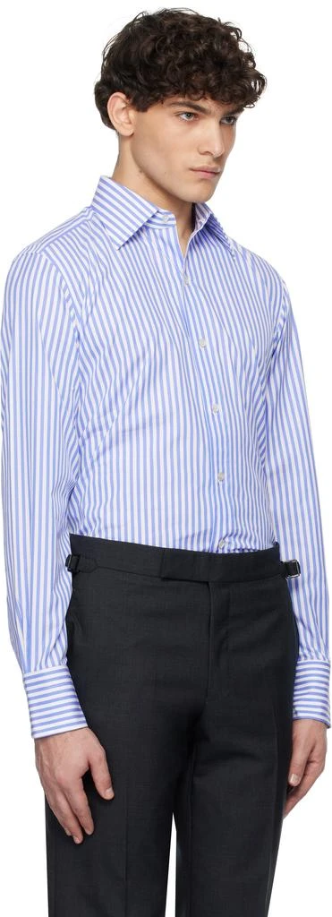 Tom Ford Blue & White Ladder Stripe Slim Fit Shirt 2