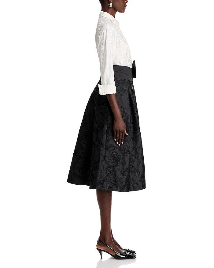 Teri Jon Floral Embroidered Color Block Shirt Dress 5