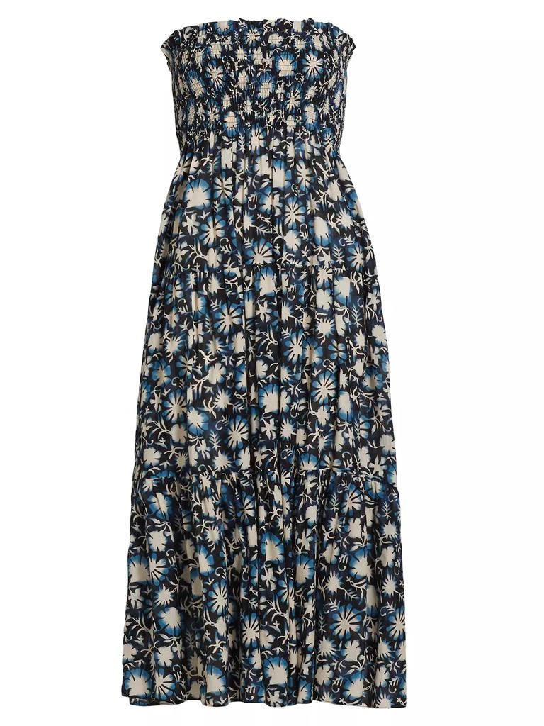 Ulla Johnson Lucca Floral Smocked Cotton-Blend Midi-Dress 1