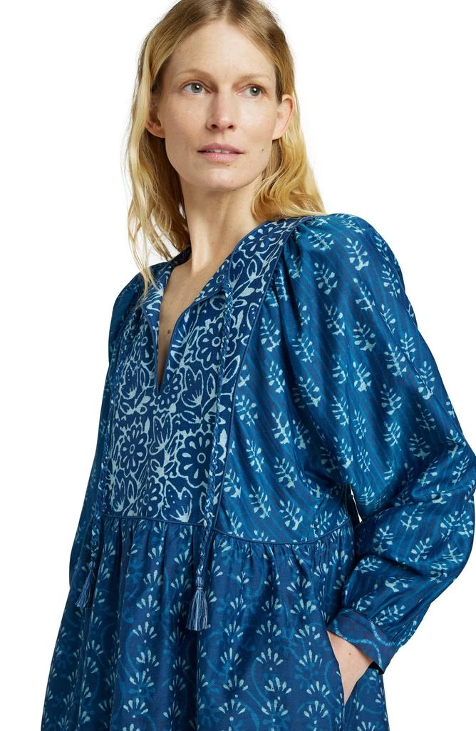 Faherty Solstice Mixed Print Long Sleeve Cotton & Silk Minidress 3
