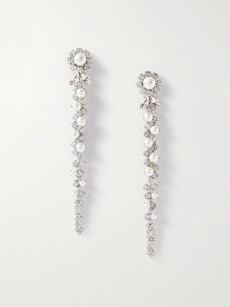 Simone Rocha Drip Silver-tone Crystal And Faux-pearl Earrings