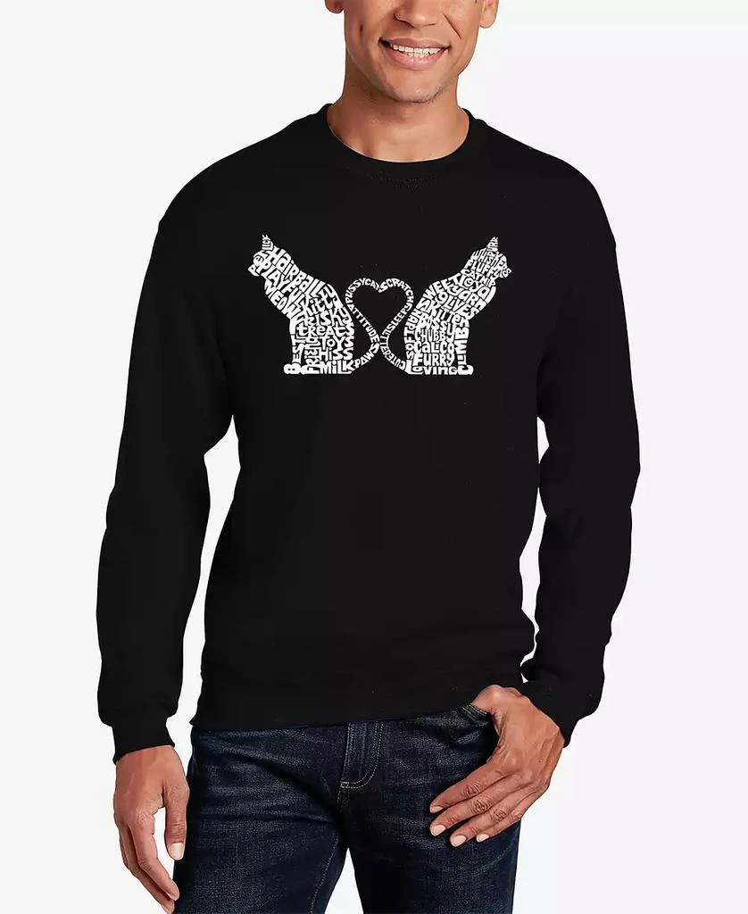 LA Pop Art Cat Tail Hearts - Men's Word Art Crewneck Sweatshirt 1