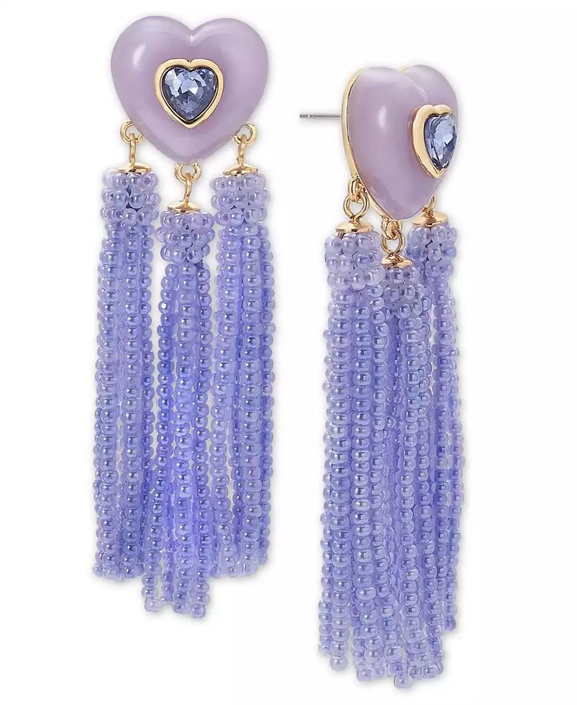 On 34th Gold-Tone Crystal Heart 
Beaded Fringe Drop Earrings, Created for Macy
s 1